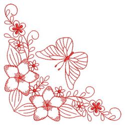 Redwork Butterfly Corners 08(Lg) machine embroidery designs