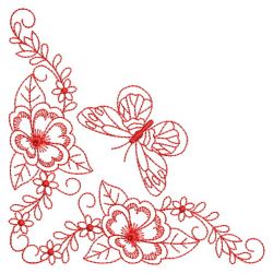 Redwork Butterfly Corners 09(Sm) machine embroidery designs