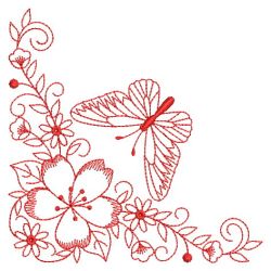 Redwork Butterfly Corners 10(Sm) machine embroidery designs