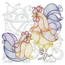 Rippled Roosters and Hens 03(Lg) machine embroidery designs