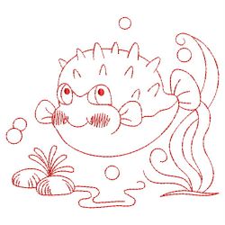 Redwork Ocean Animals 10(Lg) machine embroidery designs