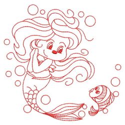 Redwork Little Mermaids 3 07(Sm) machine embroidery designs