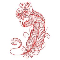 Redwork Owl Feather 05(Md) machine embroidery designs