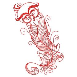 Redwork Owl Feather 09(Md) machine embroidery designs
