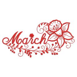 Redwork Month Flowers 03(Md) machine embroidery designs