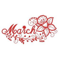 Redwork Month Flowers 03(Lg) machine embroidery designs