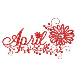 Redwork Month Flowers 04(Md) machine embroidery designs