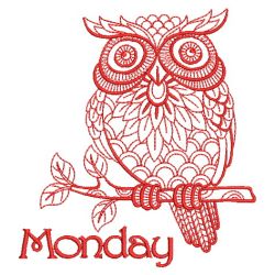 Redwork Owl Days of the Week 01(Md) machine embroidery designs