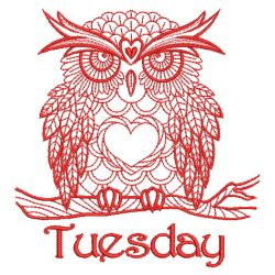 Redwork Owl Days of the Week 02(Sm)