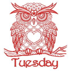 Redwork Owl Days of the Week 02(Lg)