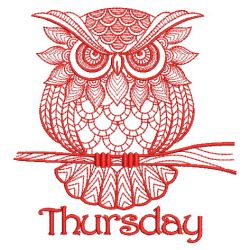 Redwork Owl Days of the Week 04(Sm)