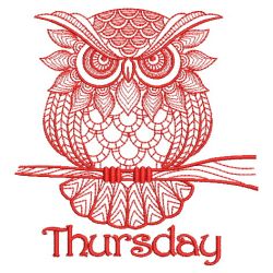 Redwork Owl Days of the Week 04(Lg)