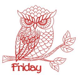 Redwork Owl Days of the Week 05(Sm) machine embroidery designs