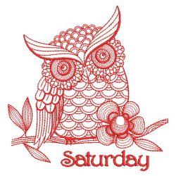 Redwork Owl Days of the Week 06(Sm)