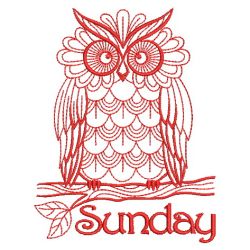 Redwork Owl Days of the Week 07(Sm)