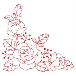 Redwork Pretty Roses 03(Lg) machine embroidery designs