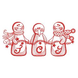 Redwork Winter Snowmen 03(Lg)