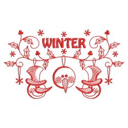 Redwork Winter Snowmen 06(Lg) machine embroidery designs