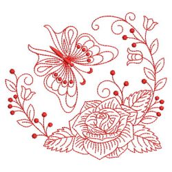 Redwork Flowers and Butterfly 02(Md)