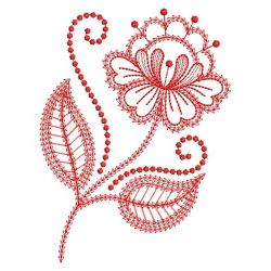 Redwork Swilr Jacobean Flowers 02(Lg)