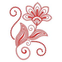 Redwork Swilr Jacobean Flowers 05(Lg)