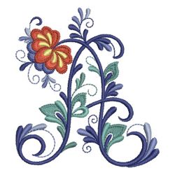 Delft Blue Floral Alphabet machine embroidery designs