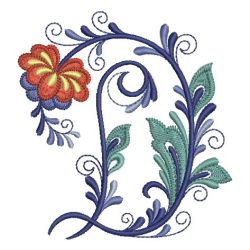 Delft Blue Floral Alphabet 04 machine embroidery designs