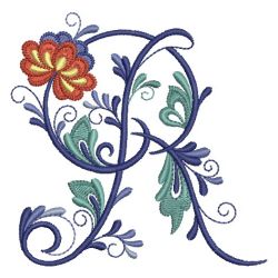 Delft Blue Floral Alphabet 18 machine embroidery designs