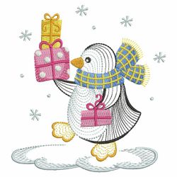 Rippled Christmas Penguin 07(Lg) machine embroidery designs