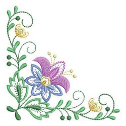 Jacobean Flower Corner 06 machine embroidery designs