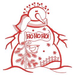 Redwork Country Snowman 2 03(Md) machine embroidery designs