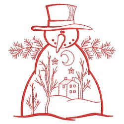 Redwork Country Snowman 2 04(Lg) machine embroidery designs