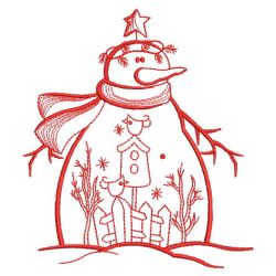 Redwork Country Snowman 2 08(Md) machine embroidery designs