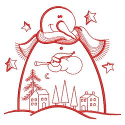 Redwork Country Snowman 2 09(Sm) machine embroidery designs