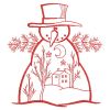 Redwork Country Snowman 2 04(Sm)