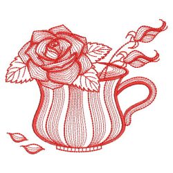 Redwork Teacup In Bloom(Md) machine embroidery designs