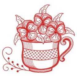 Redwork Teacup In Bloom 02(Lg) machine embroidery designs