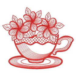 Redwork Teacup In Bloom 03(Md) machine embroidery designs