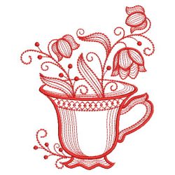 Redwork Teacup In Bloom 04(Lg) machine embroidery designs