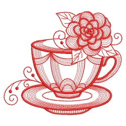 Redwork Teacup In Bloom 05(Lg) machine embroidery designs