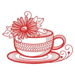 Redwork Teacup In Bloom 06(Md) machine embroidery designs