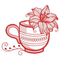 Redwork Teacup In Bloom 08(Lg) machine embroidery designs