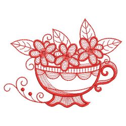 Redwork Teacup In Bloom 09(Lg) machine embroidery designs