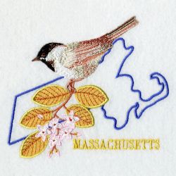 Massachusetts Bird And Flower 05 machine embroidery designs