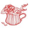 Redwork Teacup In Bloom(Sm)