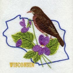 Wisconsin Bird And Flower 05 machine embroidery designs