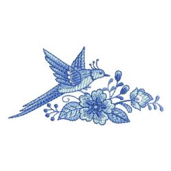 Delft Blue Floral Birds 01 machine embroidery designs