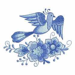 Delft Blue Floral Birds 09 machine embroidery designs