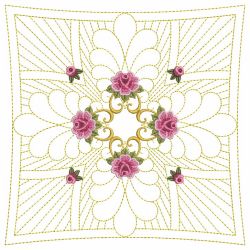 Trapunto Feather Rose Quilt 01(Lg) machine embroidery designs
