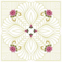 Trapunto Feather Rose Quilt 02(Md)